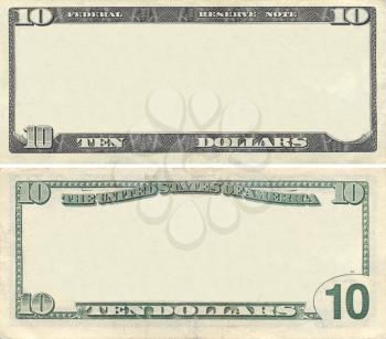 Royalty Free Clipart Image of a Ten Dollar Banknote