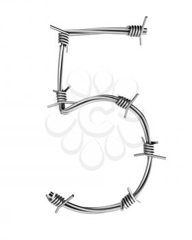 Royalty Free Clipart Image of a Number 5 From Barbed Wire