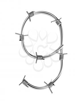 Royalty Free Clipart Image of a Barbed Wire Number Nine