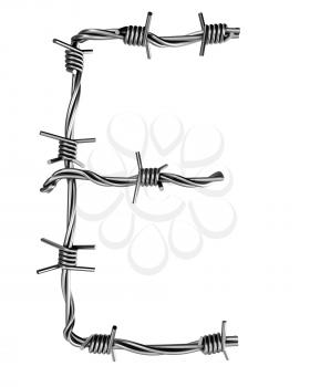 Royalty Free Clipart Image of a Letter E Made From Barbed Wire