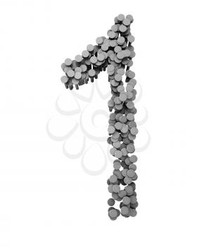 Royalty Free Clipart Image of a One Made From Hammed Nails
