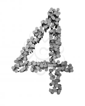 Royalty Free Clipart Image of the Number Four Made From Hammered Nails