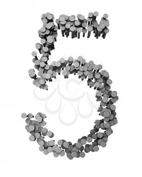 Royalty Free Clipart Image of a Five Made From Hammered Nails