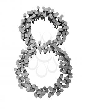 Royalty Free Clipart Image of an Eight Made From Hammered Nails