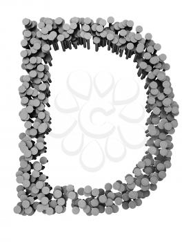 Royalty Free Clipart Image of a D Made From Hammered Nails