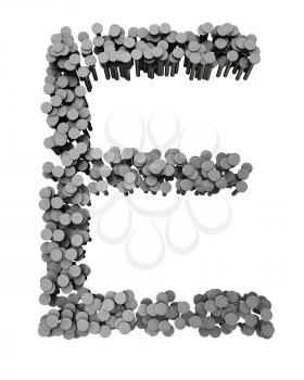 Royalty Free Clipart Image of an E Made From Hammered Nails