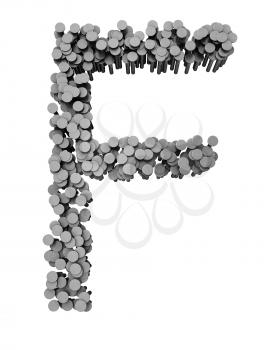 Royalty Free Clipart Image of an F Made From Hammered Nails