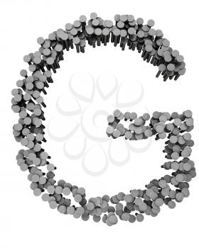 Royalty Free Clipart Image of a G Made From Hammered Nails