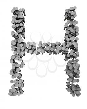 Royalty Free Clipart Image of an H Made From Hammered Nails