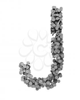 Royalty Free Clipart Image of a J Made From Hammered Nails