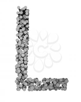 Royalty Free Clipart Image of an L From Hammered Nails