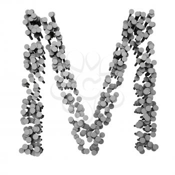 Royalty Free Clipart Image of an M From Hammered Nails