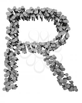 Royalty Free Clipart Image of an R From Hammered Nails