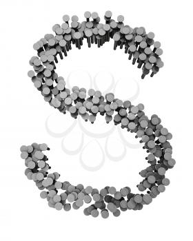 Royalty Free Clipart Image of an S Made From Hammered Nails