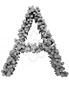 Royalty Free Clipart Image of an A Made From Hammered Nails