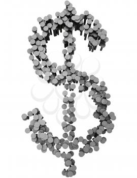 Royalty Free Clipart Image of Hammered Nails in the Shape of a Dollar Sign