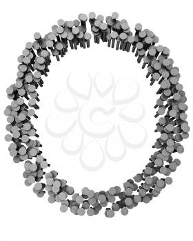 Royalty Free Clipart Image of a Zero Made From Hammered Nails