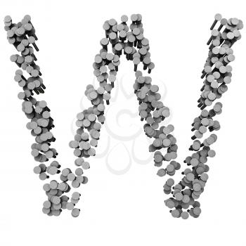 Royalty Free Clipart Image of a W Made From Hammered Nails