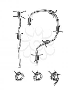Royalty Free Clipart Image of a Question and Exclamation Mark Made From Barbed Wire