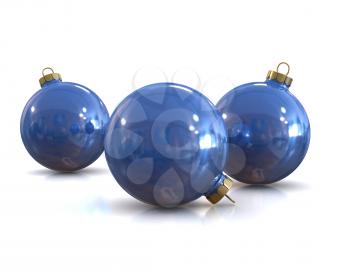 Royalty Free Clipart Image of Blue Christmas Ornaments