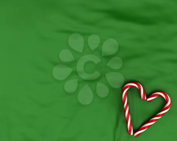 Royalty Free Clipart Image of a Candy Canes in a Heart on a Background