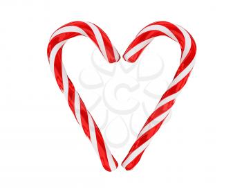 Royalty Free Clipart Image of Candy Canes In a Heart Shape