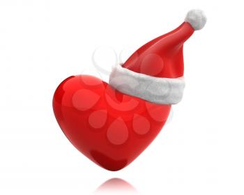 Royalty Free Clipart Image of a Santa Hat on a Heart