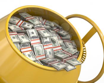Royalty Free Clipart Image of a Concrete Mixer Full of Money