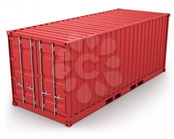 Royalty Free Clipart Image of a Red Freight Container
