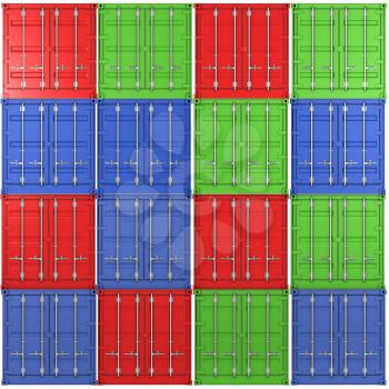 Royalty Free Clipart Image of Multiple Coloured Freight Containers