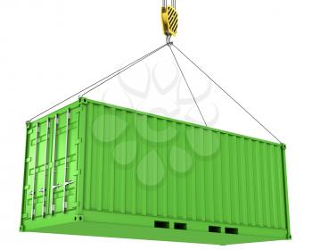 Royalty Free Clipart Image of a Green Freight Container