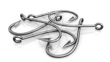 Royalty Free Clipart Image of Fishing Hooks