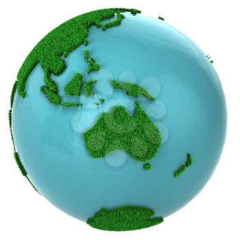 Royalty Free Clipart Image of a Grass and Water Globe
