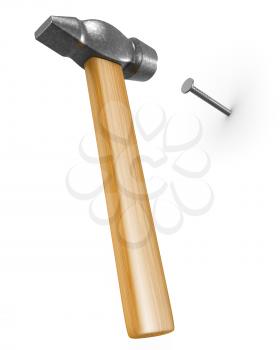 Royalty Free Clipart Image of a Hammer and Nail