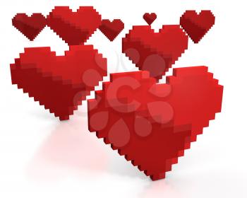 Royalty Free Clipart Image of Pixel Hearts