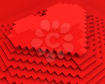 Royalty Free Clipart Image of a Red Cubic Pixel Heart