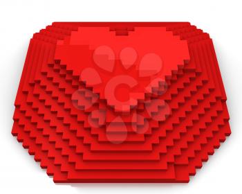Royalty Free Clipart Image of a Red Pixel Heart