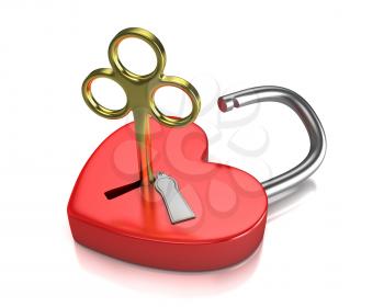Royalty Free Clipart Image of a Heart and Lock