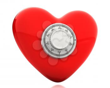Royalty Free Clipart Image of a Heart With a Lock on It