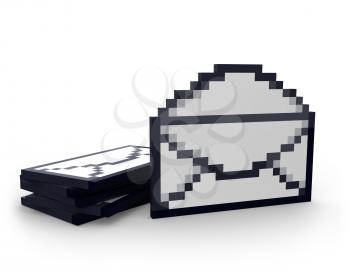Royalty Free Clipart Image of an Open Envelope in Front of Others