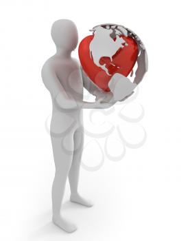 Royalty Free Clipart Image of a Man With a Globe
