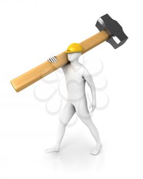 Royalty Free Clipart Image of a Man With a Hammer