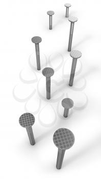 Royalty Free Clipart Image of Hammered Nails