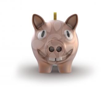 Royalty Free Clipart Image of a Smiling Piggy Bank