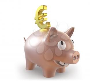 Royalty Free Clipart Image of a Piggy Bank With a Euro Symbol