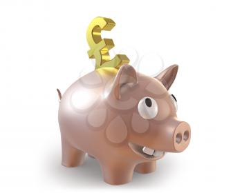 Royalty Free Clipart Image of a Piggy Bank With a Pound Symbol