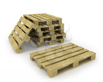 Royalty Free Clipart Image of a Stack of Wooden Pallets