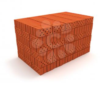 Royalty Free Clipart Image of a Stack of Orange Bricks