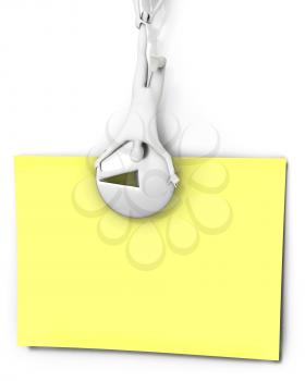 Royalty Free Clipart Image of a Pin Holding a Note