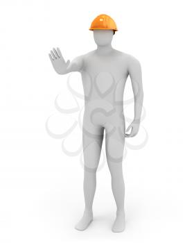 Royalty Free Clipart Image of a Worker With His Hand Up